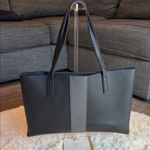 Vince Camuto Elegant Black and Gray Tote Bag